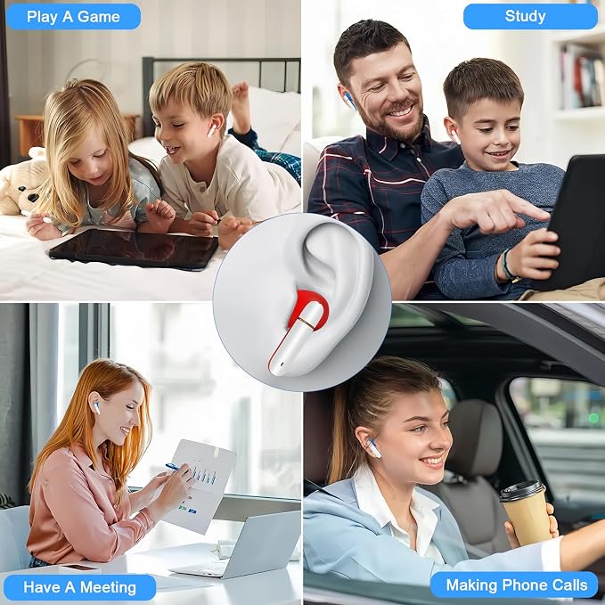 Wireless Earbuds for Kids,Comfortable Wireless Earphones Fit Ergonomic Design Ball Shape Ear Buds with Mic for Android iOS Cell Phone Computer Laptop