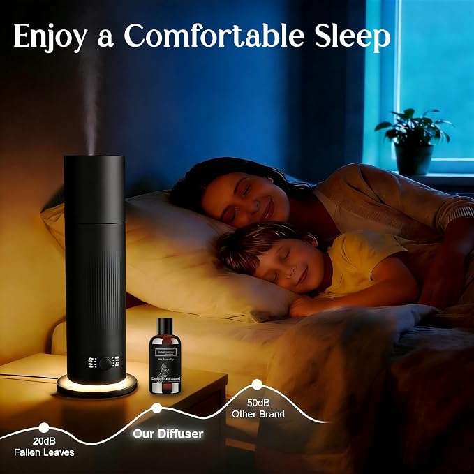 Waterless Essential Oil Diffuser, Scent Air Machine for Home with 4x30ml Hotel Scent Oil Sets, Covers Up to 1000 Sq.Ft, Adjustable Mist & Timer, Hotel and Commercial Use