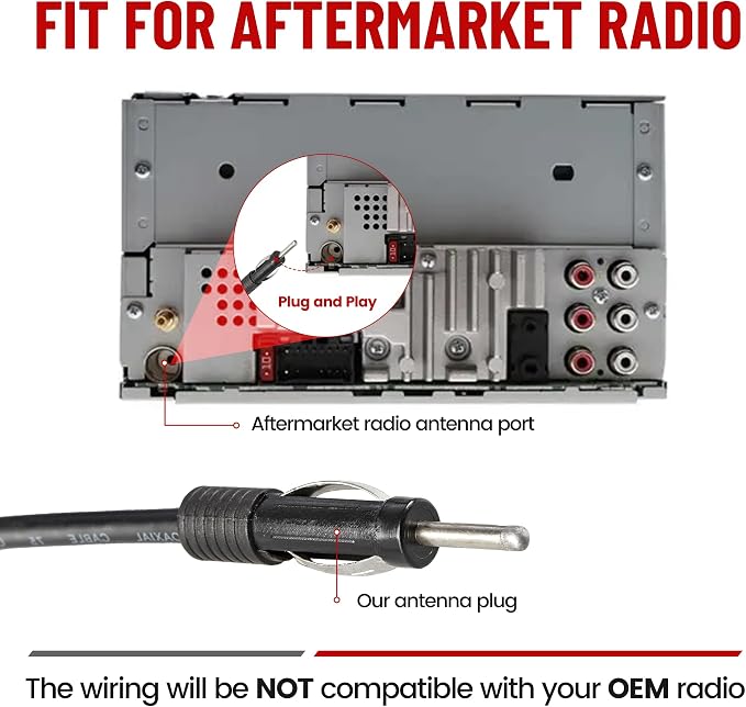 RED WOLF Car Fully Automatic Power Antenna Kit, Replacement for Pre-2000 Chevy Cadillac Mercedes-Benz BMW Honda Nissan Toyota Retractable FM AM Motor Aerial to Connect with Aftermarket Radio Stereo