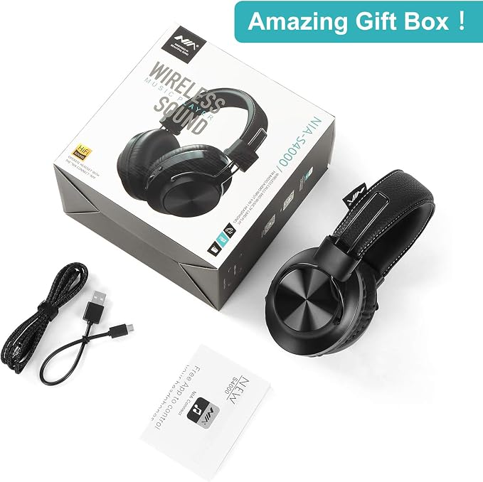 Bluetooth 5.0 Over- Ear Wireless Headphones 30 Hours Battery, FM Radio, MP3 Player, Micro SD/TF with 40mm Deep Bass Drivers, Premium Microphone Built-in Headset, Foldable, Comfortable, Mowing