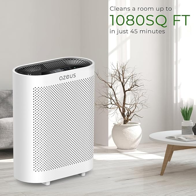 AZEUS 2-Pack Large Room Air Purifier for Home, True HEPA Air Purifiers for Smoke, Pets, Dust, Odor, Room HEPA Filter Air Purifier, Air Quality Sensor, Quiet 24-50dB, Kitchen Bedroom Office
