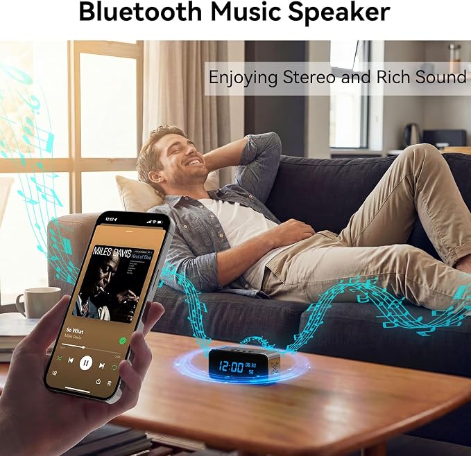 Wireless Security Mini Camera, 4K Full HD Nanny Cam with Alarm Clock and Bluetooth Speaker, Excellent Night Vision & Motion Detection Alarm, Mobile Phone Remote APP Control, Support 5G and 2.4G