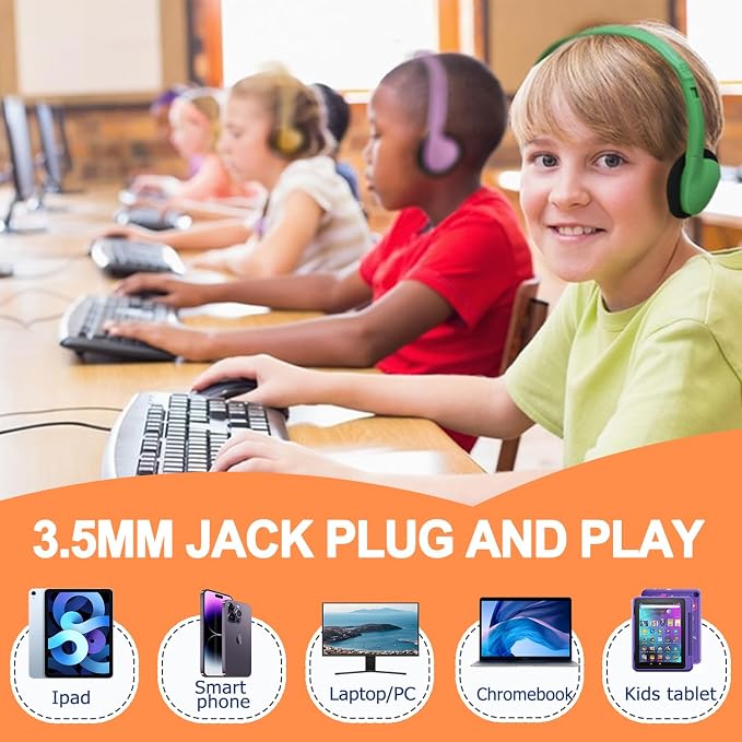 30 Pack Kids Headphones Bulk for School Classroom, Wired Headphone for Kids Students Child Toddler Teens Boy Girl, Wholesale Multi Color 3.5mm Headphones for Library Airplane