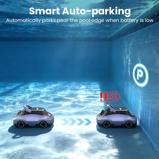 (2026 Upgrade) Cordless Robotic Pool Cleaner, Automatic Pool Vacuum for Above Ground & Inground Pools, 180-Min Runtime, 3L Basket for Leaves & Debris, Auto-Parking, Powerful Suction up to 2200 Sq.Ft