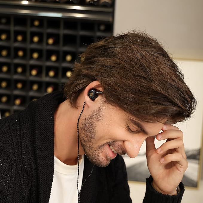 TINHIFI T3 Plus 10mm LCP Dynamic Driver IEM, HiFi Wired Earbuds with Balanced Sound & Deep Bass, 3D Printed Marble Texture Shell, Detachable 2Pin Silver-Plated Cable for Musician Audiophile