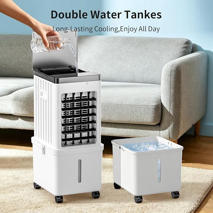 Simersure Portable Air Conditioners, 3-in-1 Portable AC Unit with Removable 2.6 Gal Water Tank, Dehumidifier & Fan, Evaporative Air Cooler Windowless with 3 Wind Speeds for Bedroom Office Garage