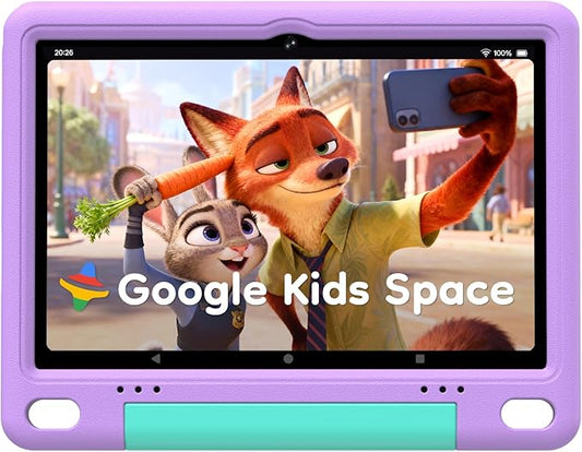 10 inch Kids Tablet, Android Tablet for Kids, 24GB RAM 64GB ROM, 1TB Expandable, with EVA Case, Parental Control, 6600mAh Battery, Dual Camera, BT5.4, WiFi 6, Gift (Purple)