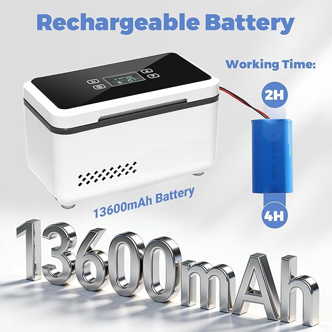 Electric Insulin Cooler Travel Case, Mini Insulin Fridge for Storage, Portable Insulin Refrigerator, ‌Large Capacity Diabetic Fridge Box for home,travel, Rechargeable Battery, Temperature LCD Display