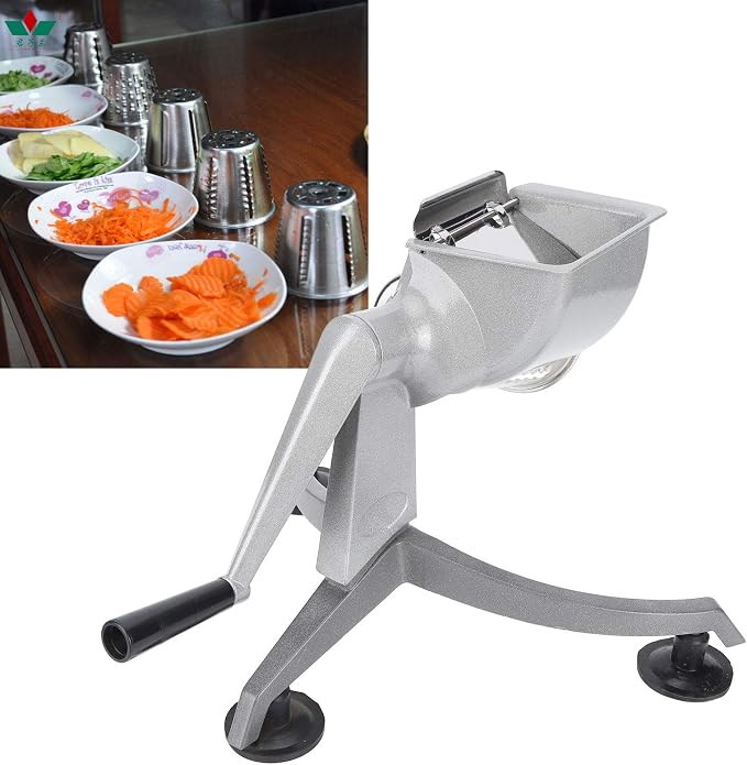 5-in-1 Rotary Cheese Grater Vegetable Cutter, Hand Crank Food Slicer with 5 Stainless Steel Blades, Multifunctional Nut Vegetable Cheese Grater for Kitchen Food Prep