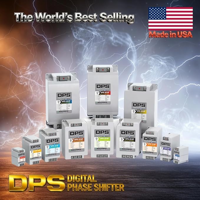 American DPS Single Phase to 3 Phase Converter, 2HP, 6A, Input/Output 200V - 240V, Digital Phase Shifter, Must Be Used for 1HP(0.75kW) 3A Motor, DPS Must Be Used for 1 Motor Only, UL-Listed