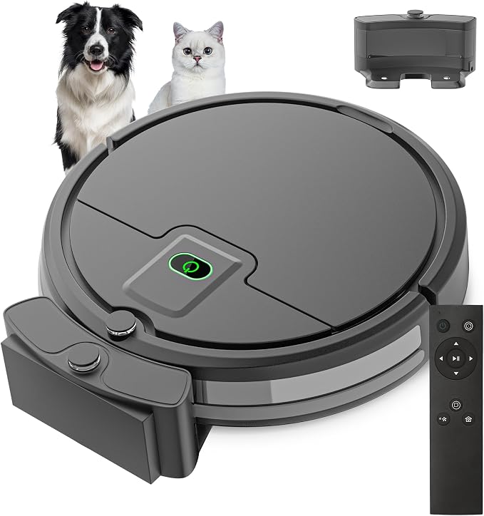 Robot Vacuum Cleaner, 2900Pa Suction Tangle-Free Robotic Vacuums, 120Mins Max, Slim, Infrared Anti-Collision Auto Recharge Robotic Vac, Quiet Remote Control for Hardwood Tile, Ideal for Pet Hair Dust