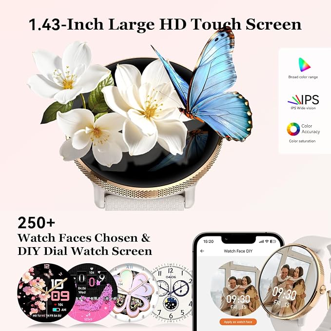 Smart Watch for Women Fitness Tracker: Waterproof Bluetooth Call Answer/Make Smart Watches for Android/iPhone Digital Women Smartwatch Activity Pedometer Heart Rate SpO2 Monitor 120+ Sports Model