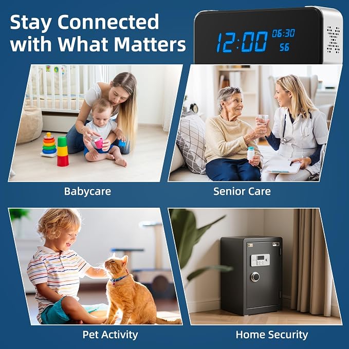 Hidden Camera Clock with Bluetooth Speaker 4K WiFi Indoor Camera for Home Security - Mini Nanny Cam with Night Vision, Motion Detection, Remote Live Stream