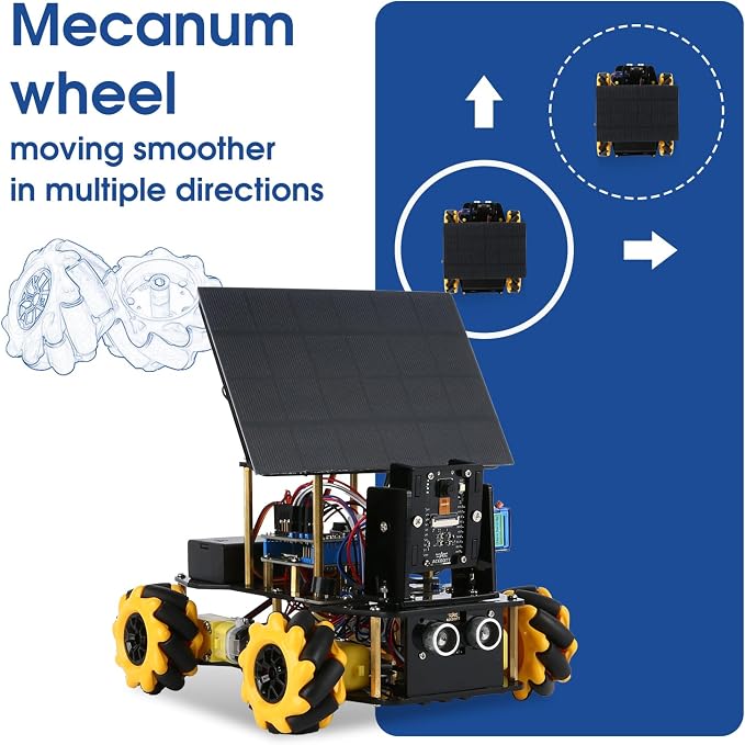 4-in-1 ESP32 Smart Camera Solar Robot Car, 4WD Remote Control Car Robotics Kit for 8-12 12-16+ Kids Teens, Electronics Programming STEM Toy Science Coding Kit Compatible with Arduino/Scratch/Phython