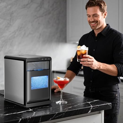 Antarctic Star Nugget Ice Maker Countertop - 44LB/Day, Self-Cleaning Portable Ice Machine with LED Display, 10-15 Minute Fast Ice Making for Home/Office/Bar
