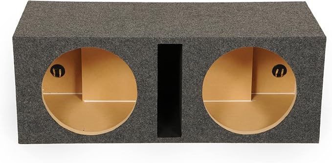 Q Power 10 Inch Dual Car Audio Subwoofer Enclosure Box, Shared Slot Port Vent, QBASS, Charcoal – Automotive Accessories and Equipment