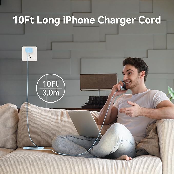 iPhone 17 16 15 Charger Fast Charging, 10 FT iPhone 17 Pro Max Charging Cable(65W/3A) Long USB C 10FT Cord with 20W PD Fast iPhone 17 Pro Max Charger Block for iPhone 17/17 Pro Max/17 Air/16/15 Series