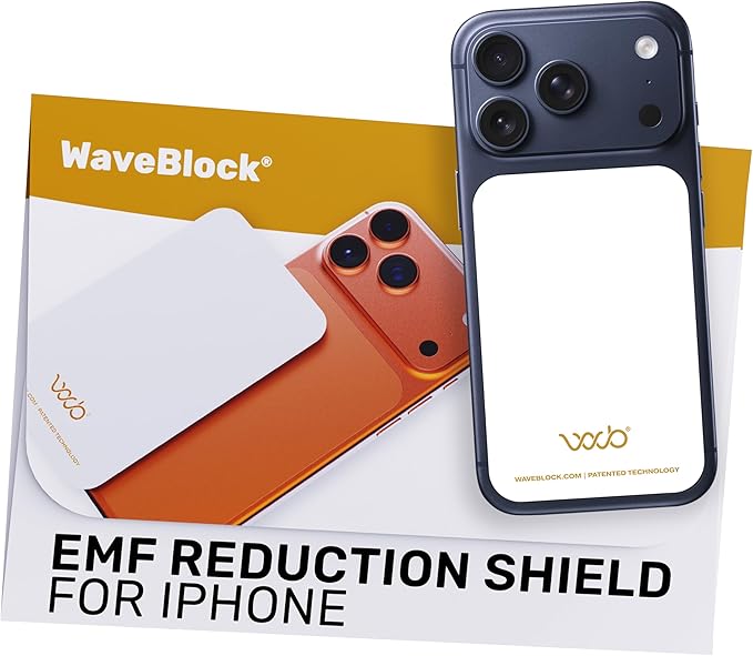 WAVEBLOCK EMF Blocker for Cell Phone - Made for iPhone 17 Pro - The Only Patented, Real Scientifically Backed, Lab-Tested 5G-Shield Sticker to Protect You & Your Loved Ones - USA Made White