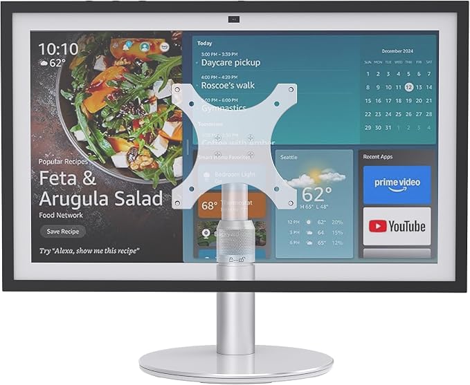 Tiltable Stand for Echo Show 21 and Show 15 (1st, 2nd Gen), Rotatable Table Holder for Alexa 21, Metal Desktop Base for Echo 15
