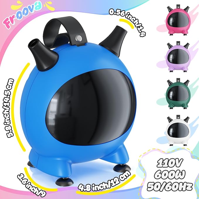 Balloon Pump Electric, Portable Balloons Inflator Air Pump Dual Nozzle, 110V Small Electric Balloons Blower Machine Corded, 600W for Latex Foil Balloon Arch Garland Party Decorations Supplies