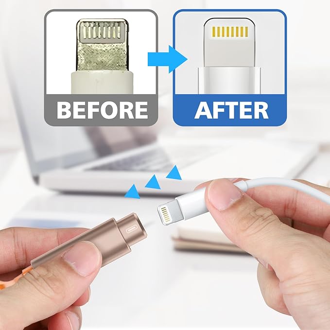 Ordilend for iPhone Cleaning Kit for Charging Port Cleaner, Multi-Tool iPhone Cleaner Repair Lightning Cable, Cell Phone Cleaning Kit for iPad, Connector, Speaker with Storage Case, Desert Titanium