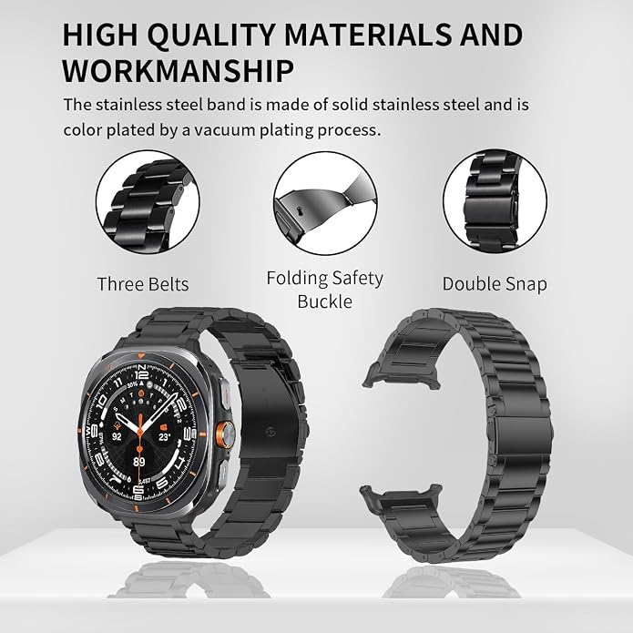 GOLDTOLUCK No Gap Stainless Steel Band Compatible with Samsung Galaxy Watch 8 7 6 5 4 Classic FE Pro Ultra 40mm 44mm 46mm 43mm 47mm 45mm 42mm Replacement Men Women Milanese Metal Elegant Casual