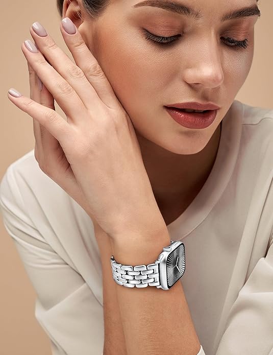 TOYOUTHS Designer Vintage Dressy Bracelet for Apple Watch Band Women 42/40/41/38/44/45/46/49mm, Stainless Steel Elegant Luxury Metal Strap for iWatch Series 11 10 9 8 7 6 5 4 SE/Ultra 3 2 1