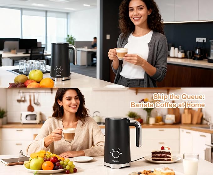 Milk Frother, Electric Milk Frother and Steamer 400W, Automatic Warm and Cold Foam Maker and Milk Warmer 4 in 1 with 2 Whisk for Latte, Cappuccino, Macchiato, Hot Chocolate Coffee