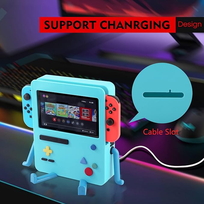 GRAPMKTG Charging Stand with Smile Face for Nintendo Switch Accessories Portable Dock Compatible for Nintendo Switch OLED Cute Case Decor Gift Men Women Kids Pink [nintendo_switch]