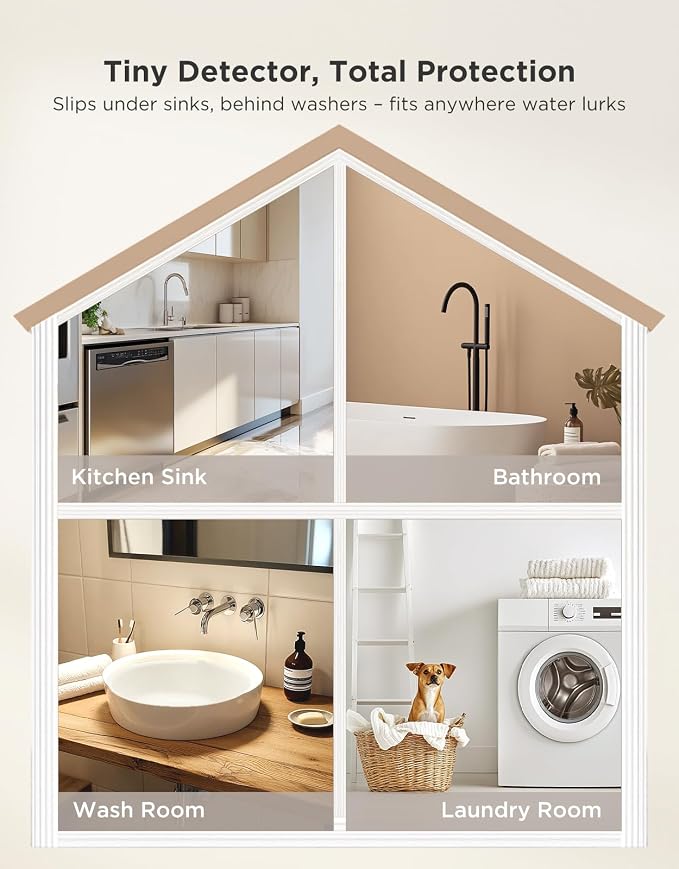 GoveeLife Upgraded Smart Water Leak Detector 1s with 1804ft Ultra-Long Range, WiFi Water Sensor with SMS/Email/APP Push and Sound Alarm,5-Year Battery Life, 6 Pack, Suit for Home, Basement, Kitchen