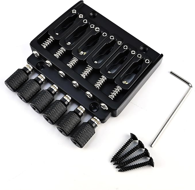 10.5mm(13/32") Headless Electric guitar Bridge Zinc Alloy 6 String Fixed Bridge for Headless Electric Guitar Replacement Parts（Matte Black）