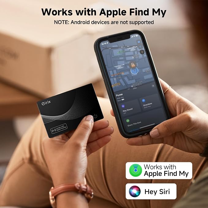 2026 [Apple MFi Certified] (iOS Only) Wallet Tracker Card, Rechargeable Thin Finder, Works with Apple Find My, IP68 Waterproof Item Locator for Luggage Tags, Passports, Phone (Black, 2 Pack)