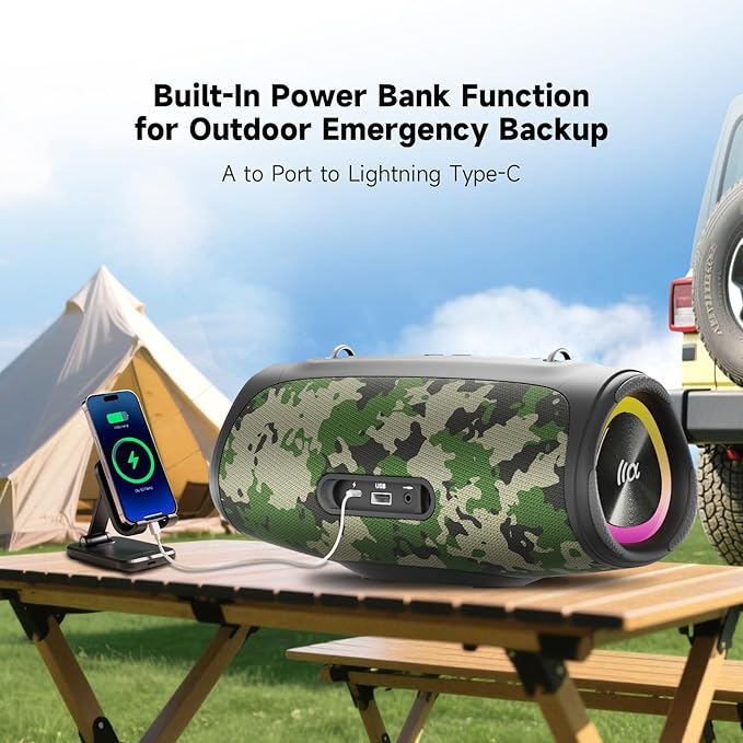 TAZATA Portable Loud Bluetooth Speaker, 90W (Peak) Large Subwoofer Speakers Wireless Bluetooth 5.3 with Powerbank USB Charge Out,Rugged Outdoor for Party,Beach,Golf,Pool,Shower,Valentines Day Gifts