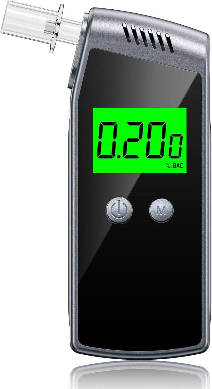 Breathalyzer,2026 Upgraded Alcohol Tester with USB Rechargeable,Portable Breathalyzer with LCD Digital Display and 10 Mouthpieces (Black)
