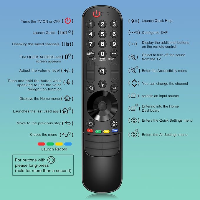 Magic Remote for LG Smart TV Remote Control,for LG TV Remotes AN-MR24GA/23GA/22GA/21GA with Pointer and Voice Function,Replacement for 2019-2024 UHD QNED NanoCell MiniLED OLED C4 C3 C2 C1 G4 Smart TVs