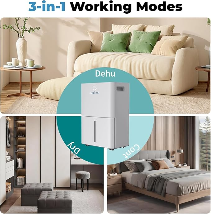 3600 Sq. Ft Dehumidifier for Basement - 36 Pints Dehumidifier Built-in Compressor, 3 Modes Smart Humidity Control, Auto Defrost and 24H Timer & 67 OZ Water Tank, Portable for Bedroom & RV