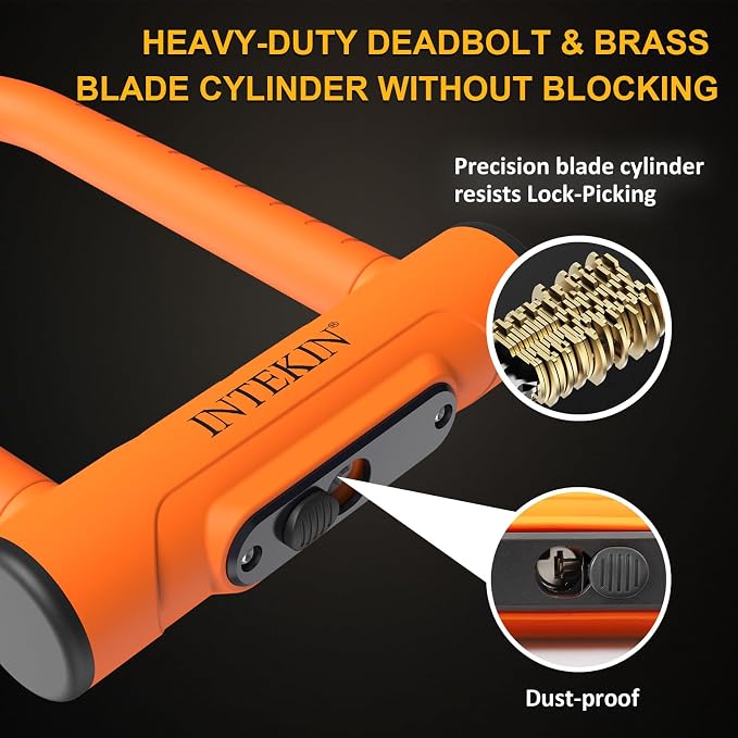 Bike U Lock Heavy Duty Bike Lock Bicycle Lock, 16mm U Lock and 3ft / 5ft / 6ft Length Security Cable with Sturdy Mounting Bracket for Bicycle, Motorcycle and More