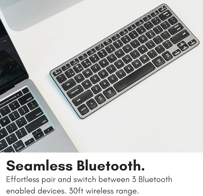 Macally Wireless Bluetooth Keyboard for Mac - Premium Multi Device Connectivity - Compatible Apple Keyboard for MacBook Pro/Air, iMac, Mac mini, iPad, Laptop, and PC