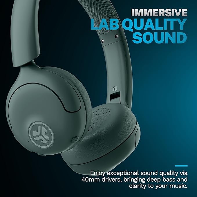 JLab Go Lux ANC, On Ear Headphones, Active Noise Cancelling, Bluetooth, MultIPoint Connection, Sage
