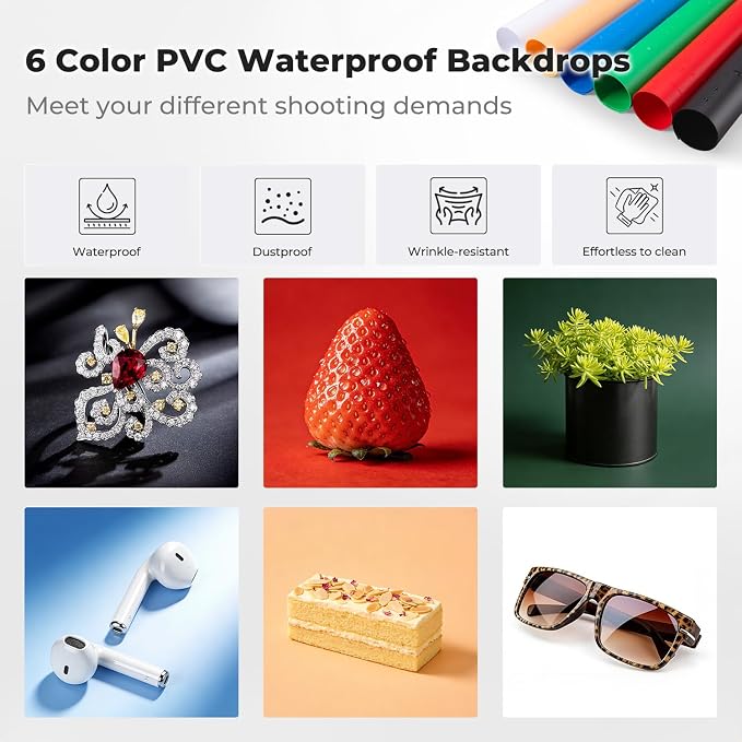 K&F CONCEPT Photo Studio Light Box - 16"x16" Shooting Tent, Light Box Photography with 120 LED Lights & 6 PVC Backdrops for Jewelry, Watch, Cosmetics & Small Product Photography