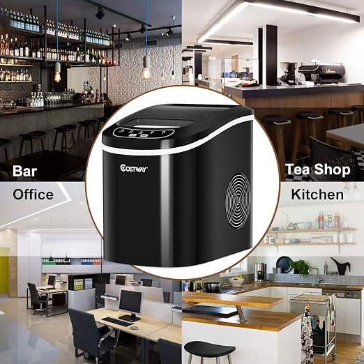 Byroce Portable Countertop Ice Maker, Electric Ice Maker with Easy Operated Panel, Ice Cubes Ready in 6 Mins, 26LBS/24 Hours, Quiet Running and Energy Efficient, Countertop Ice Making Machine
