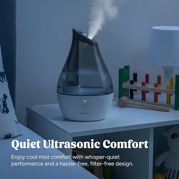 Official Bionaire - Ultrasonic Cool Mist Humidifier, Quiet Operation, Large 64 oz Tank, Easy One-Button Control, Ideal for Bedroom & Home, White