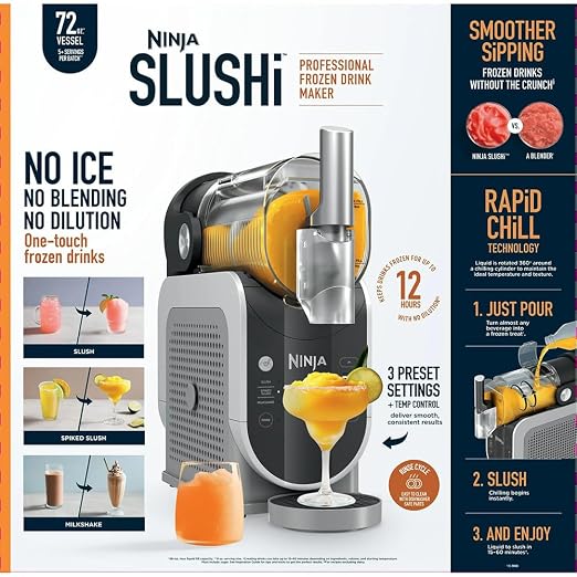 Ninja FS300 SLUSHi 72oz. Frozen Drink & Slushie Machine (Renewed) Bundle with Ninja SLUSHi Travel Party Tote Black