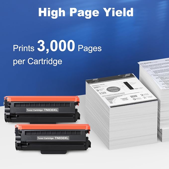 TN830XL Black Toner Cartridge Ink for HL-L2460DW Printer Replacement for Brother TN830 XL TN830 TN-830 Toner Set for DCP-L2640DW HL-L2460DWXL HL-L2405W MFC-L2820DW MFC-L2820DWXL, 2PK (with Chip)