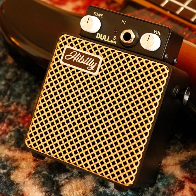Dull3 Full-Metal Mini Bass Amplifier, Rechargeable 3W Pocket Micro Amp with Clean/Overdrive/Distortion Modes, 3" Speaker, 1200mAh Battery