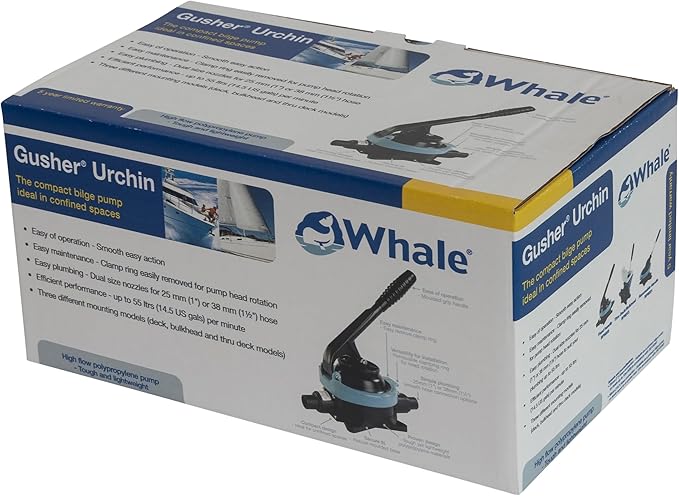 Whale Gusher Urchin Manual Bilge Pump - up to 14.5 GPM Flow Rate - for Boats up to 40 Feet