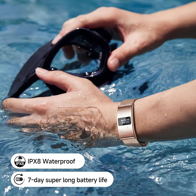 Smart Bracelet, Subscription-Free 24/7 Health Tracking, Heart Rate, SpO2, HRV & Sleep Tracker with IPX8 Waterproof, Wearable Activity & Fitness Tracker, 7-Day Battery, 2 Bands