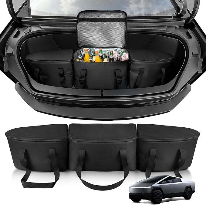 Cybertruck Cooler Bags, 3-Pack Frunk Organizer for Tesla Cybertruck, Waterproof Oxford Fabric, PEVA Liner, Pearl Cotton Insulation for Picnic Camping Road Trips