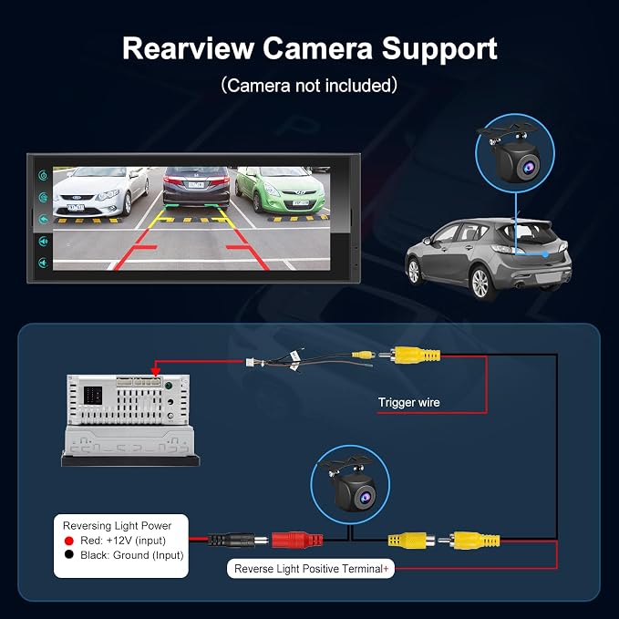 Single DIN Car Radio Android Head Unit with Wireless CarPlay Android Auto, 6.9" IPS Touchscreen Car Play Stereo with Bluetooth 5.2 WiFi USB FM/RDS SWC, Support Backup Camera