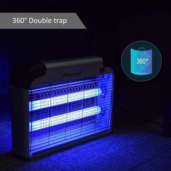 ASPECTEK 20W Bug Zapper, Electric Insect Killer for Indoor and Covered Outdoor, Mosquito, Fly and Moth Trap with Protective Mesh and Hanging Chain for Versatile Setup at Home, Patio and Garage